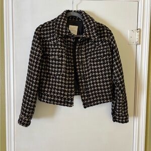 Avec Les Filles Black and Tan Houndstooth Jacket Size XS
